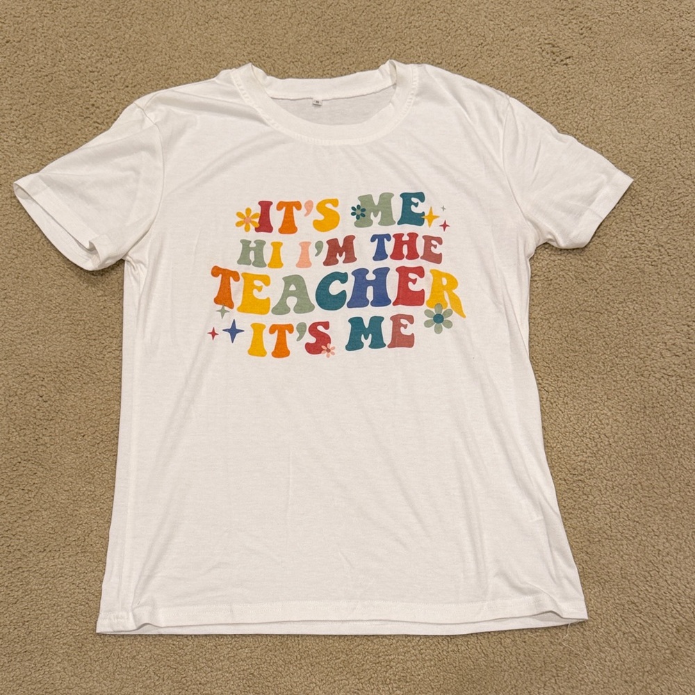 White Graphic Tee - "It's Me Hi I'm The Teacher" Taylor Swift